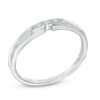 Diamond Accent Three Stone Promise Ring in 10K White Gold