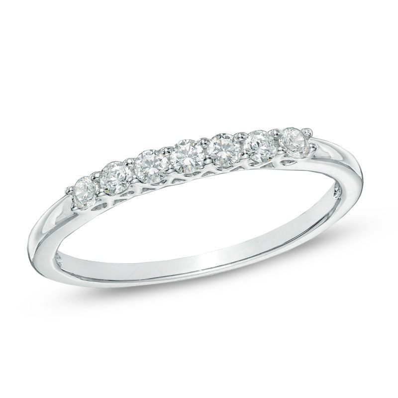 0.20 CT. T.W. Diamond Seven Stone Wedding Band in 10K White Gold|Peoples Jewellers