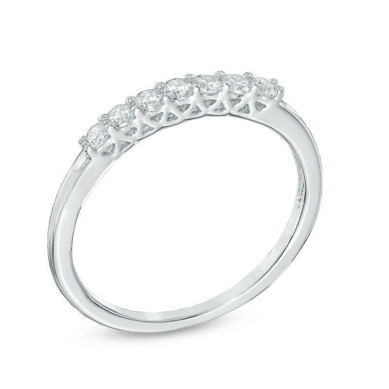 0.20 CT. T.W. Diamond Seven Stone Wedding Band in 10K White Gold|Peoples Jewellers