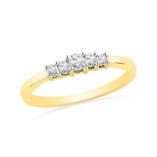 0.20 CT. T.W. Diamond Five Stone Promise Ring in 10K Gold