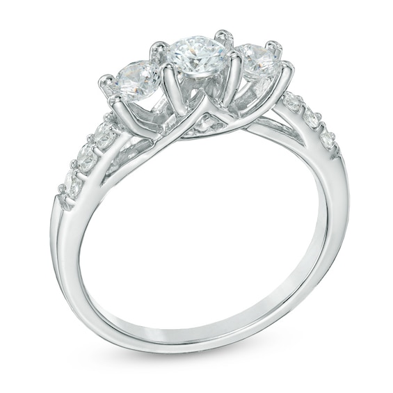 1.00 CT. T.W. Diamond Three Stone Engagement Ring in 10K White Gold