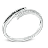 Thumbnail Image 1 of 0.16 CT. T.W. Enhanced Black and White Diamond Channel-Set Bypass Ring in 10K White Gold