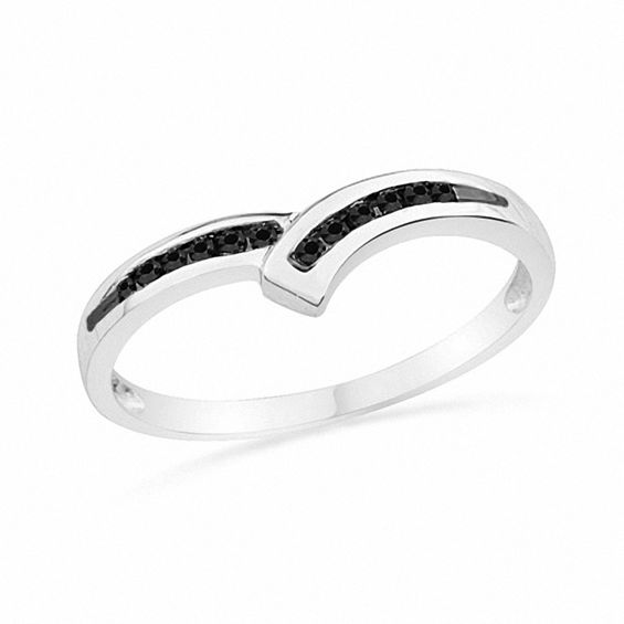 0.10 CT. T.W. Black Diamond Bypass Ring in 10K White Gold