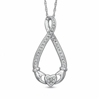 0.10 CT. T.W. Diamond Claddagh Infinity Pendant in Sterling Silver