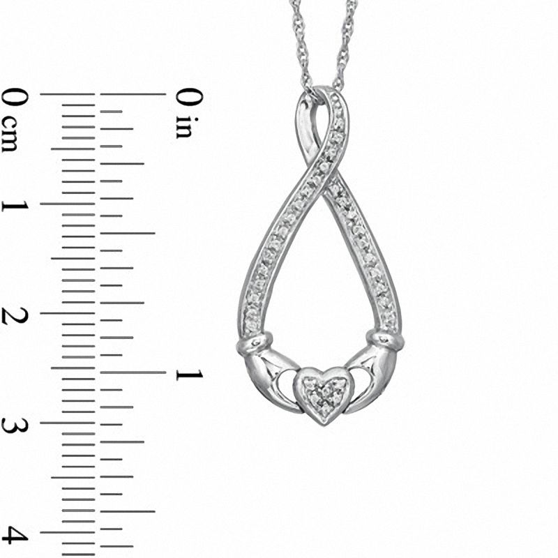 0.10 CT. T.W. Diamond Claddagh Infinity Pendant in Sterling Silver