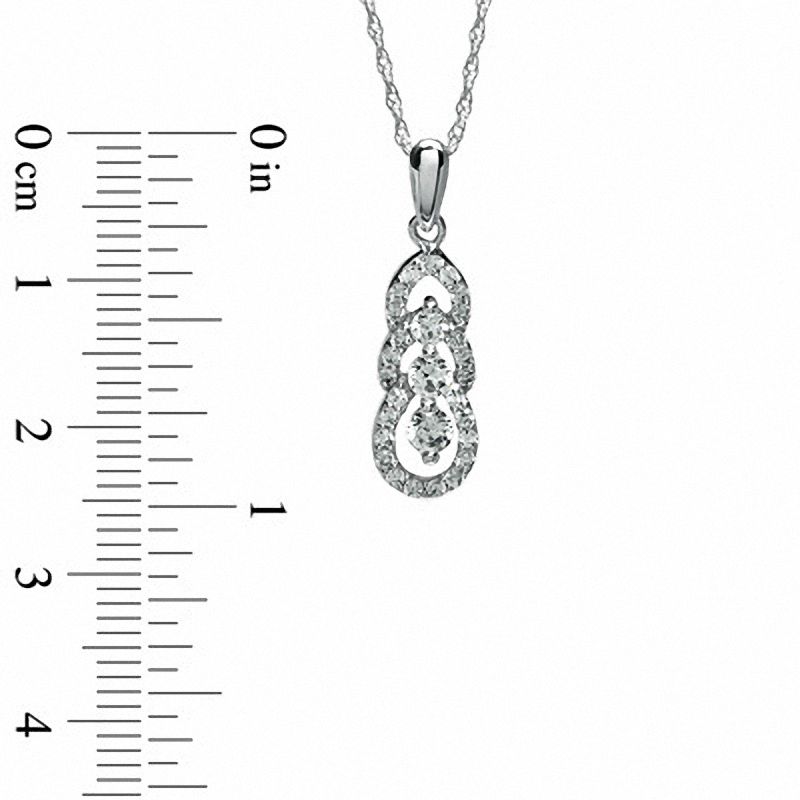 0.50 CT. T.W. Diamond Three Stone Drop Pendant in 10K White Gold|Peoples Jewellers