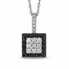 Thumbnail Image 0 of 0.50 CT. T.W. Enhanced Black and White Diamond Square Frame Pendant in 10K White Gold