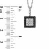 0.50 CT. T.W. Enhanced Black and White Diamond Square Frame Pendant in 10K White Gold