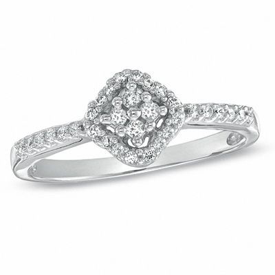 0.20 CT. T.W. Diamond Cluster Ring in 10K White Gold