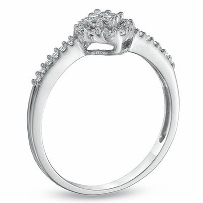 0.20 CT. T.W. Diamond Cluster Ring in 10K White Gold