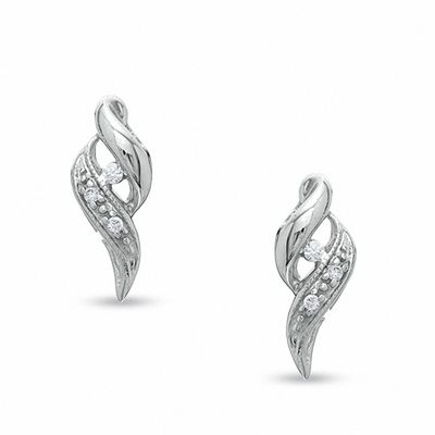 Diamond Accent Swirl Earrings in Sterling Silver