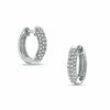 Thumbnail Image 1 of 0.25 CT. T.W. Diamond Hoop Earrings in 10K White Gold