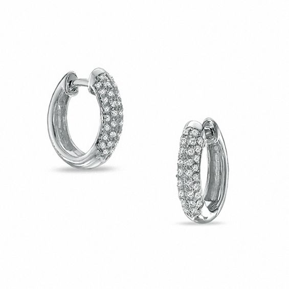 0.25 CT. T.W. Diamond Hoop Earrings in 10K White Gold