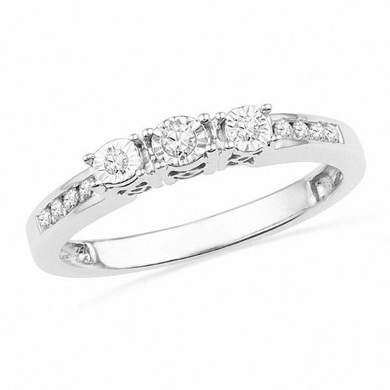 0.16 CT. T.W. Diamond Three Stone Promise Ring in Sterling Silver