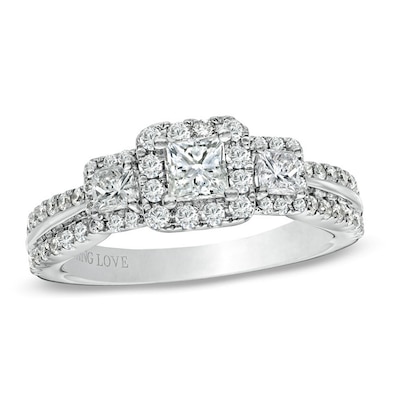 Vera Wang Love Collection CT. T.W. Princess-Cut Diamond Three Stone Engagement Ring in 14K White Gold