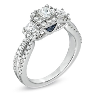 Vera Wang Love Collection CT. T.W. Princess-Cut Diamond Three Stone Engagement Ring in 14K White Gold