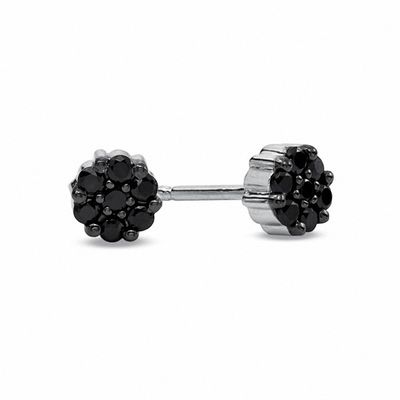 0.25 CT. T.W. Black Diamond Flower Earrings in 10K White Gold