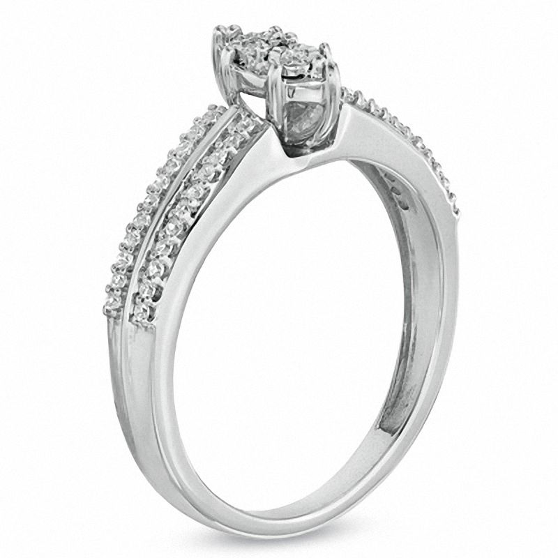 0.16 CT. T.W. Diamond Marquise Cluster Promise Ring in 10K White Gold