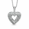 Thumbnail Image 0 of 0.75 CT. T.W. Round and Baguette Diamond Heart Pendant in Sterling Silver