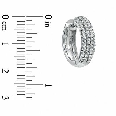 0.70 CT. T.W. Diamond Multi-Row Huggie Earrings in 10K White Gold