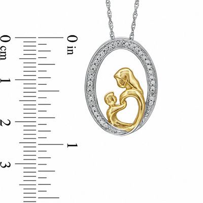 0.10 CT. T.W. Diamond Motherly Love Oval Pendant in Sterling Silver with 14K Gold Plate