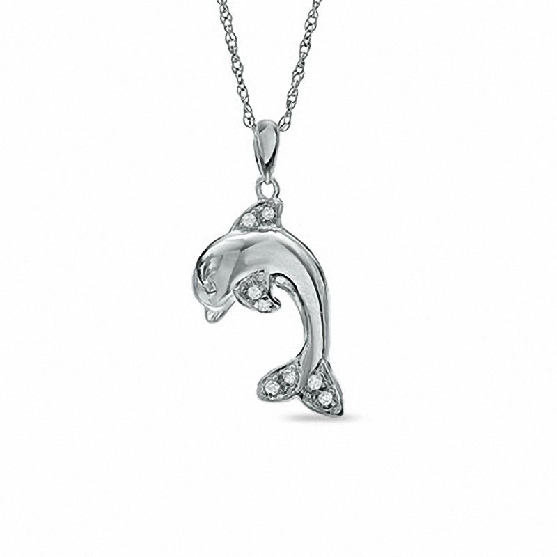 0.07 CT. T.W. Diamond Dolphin Pendant in Sterling Silver|Peoples Jewellers