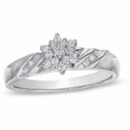 0.18 CT. T.W. Diamond Cluster Engagement Ring in 10K White Gold