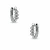 Thumbnail Image 1 of Diamond Accent Three Stone Hoop Earrings in Sterling Silver