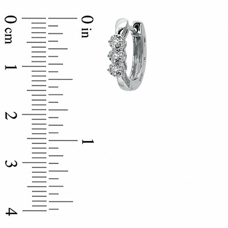 Diamond Accent Three Stone Hoop Earrings in Sterling Silver|Peoples Jewellers