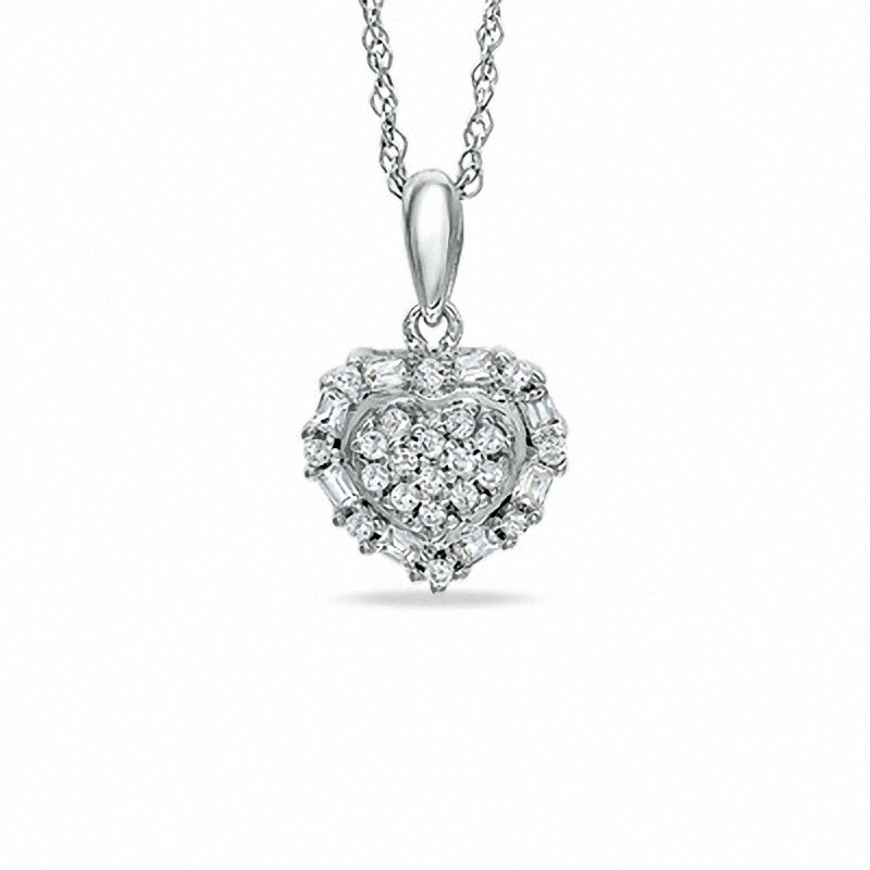 0.16 CT. T.W. Diamond Heart Frame Pendant in 10K White Gold|Peoples Jewellers