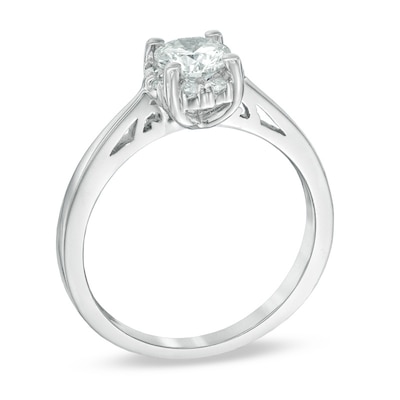 0.70 CT. T.W. Certified Canadian Diamond Frame Engagement Ring in 14K White Gold (I/I1)