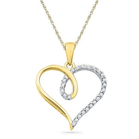 0.12 CT. T.W. Diamond Loop Heart Pendant in 10K Gold