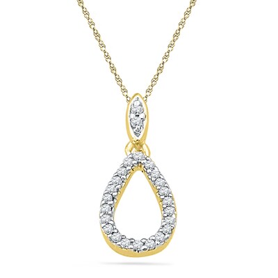 0.12 CT. T.W. Diamond Open Teardrop Pendant in 10K Gold