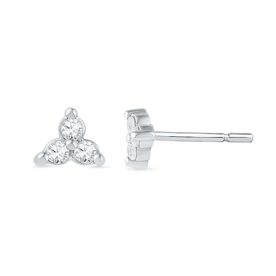 0.20 CT. T.W. Diamond Three Stone Stud Earrings in 10K White Gold