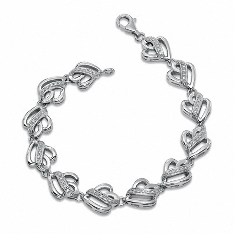 0.25 CT. T.W. Diamond Loop Heart Bracelet in Sterling Silver