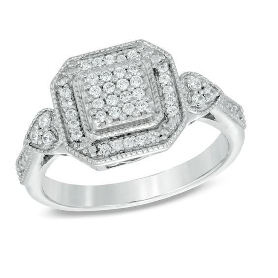 0.25 CT. T.W. Composite Princess-Cut Diamond Fashion Ring in Sterling Silver