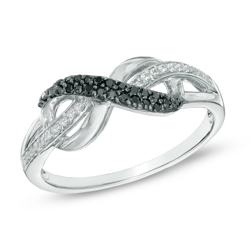 0.20 CT. T.W. Enhanced Black and White Diamond Infinity Loop Ring in Sterling Silver|Peoples Jewellers