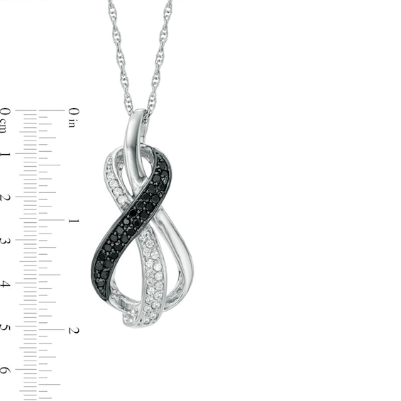 0.20 CT. T.W. Enhanced Black and White Diamond Infinity Loop Pendant in Sterling Silver