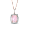 Thumbnail Image 0 of Cushion-Cut Lab-Created Pink Opal, and White Sapphire Pendant in Sterling Silver with 14K Rose Gold Plate