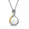 Thumbnail Image 0 of 6.5-7.0mm Freshwater Cultured Pearl and Diamond Accent Pendant in Sterling Silver and 14K Gold Plate