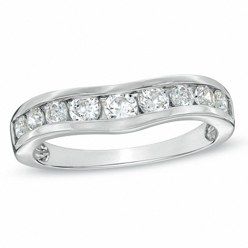 0.70 CT. T.W. Diamond Contour Wedding Band in 14K White Gold