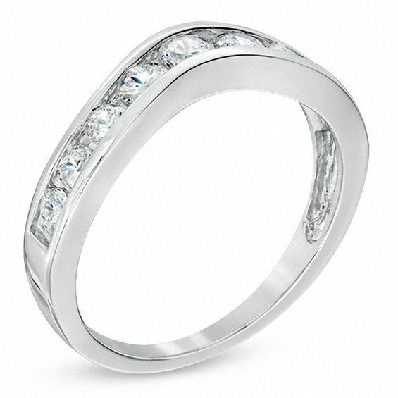 0.70 CT. T.W. Diamond Contour Wedding Band in 14K White Gold