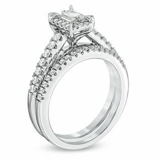 0.60 CT. T.W. Baguette Diamond Frame Bridal Set in 14K White Gold