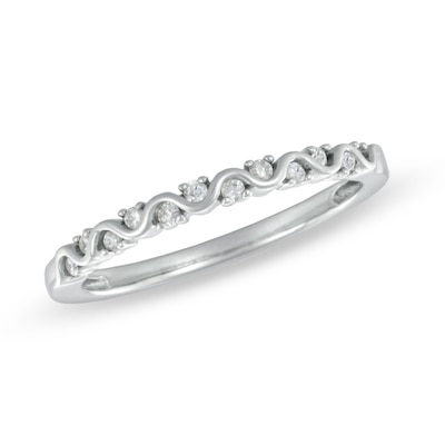 0.10 CT. T.W. Diamond Wavy Anniversary Band in 10K White Gold