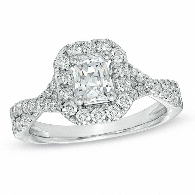 1.75 CT. T.W. Certified Radiant-Cut Diamond Frame Engagement Ring in 14K White Gold (I/I1)|Peoples Jewellers