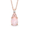 Thumbnail Image 0 of Oval Lab-Created Opal, White Sapphire and Pink Tourmaline Pendant in Sterling Silver with 14K Rose Gold Plate