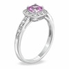 Thumbnail Image 1 of 5.0mm Cushion-Cut Lab-Created Pink and White Sapphire Ring in 10K White Gold with Diamond Accents