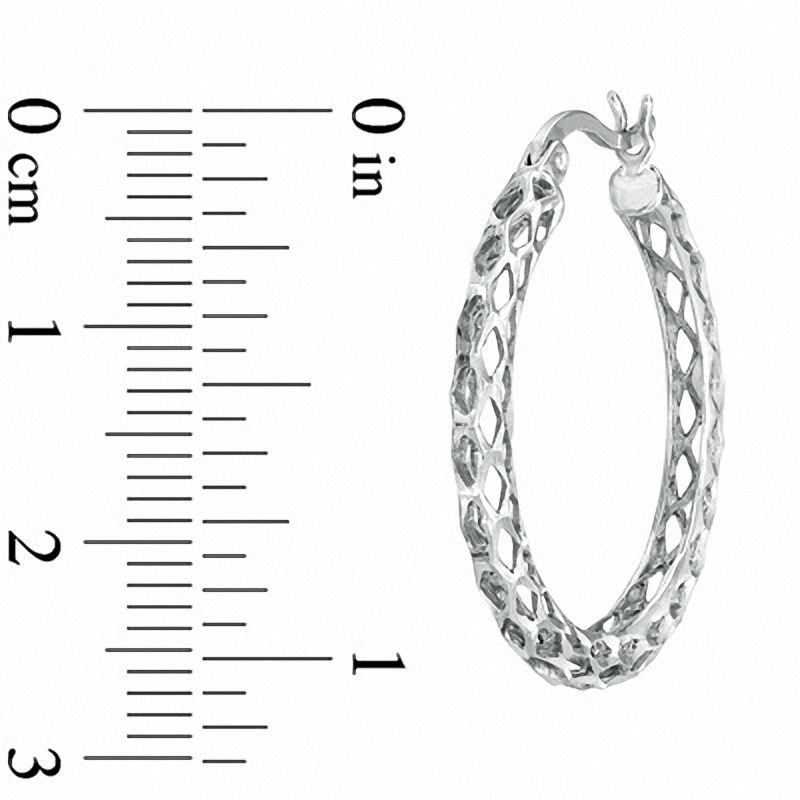 25.4mm Honeycomb Hoop Earrings in Sterling Silver|Peoples Jewellers