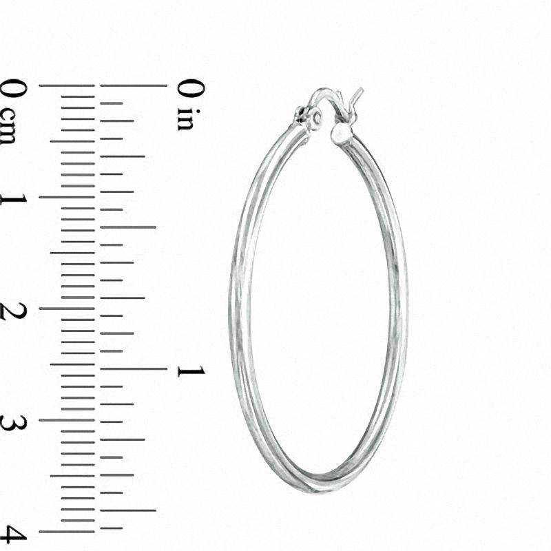 30.0mm Plain Tube Hoop Earrings in Sterling Silver