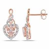Thumbnail Image 0 of 5.0mm Heart-Shaped Morganite and 0.12 CT. T.W. Diamond Earrings in 10K Rose Gold